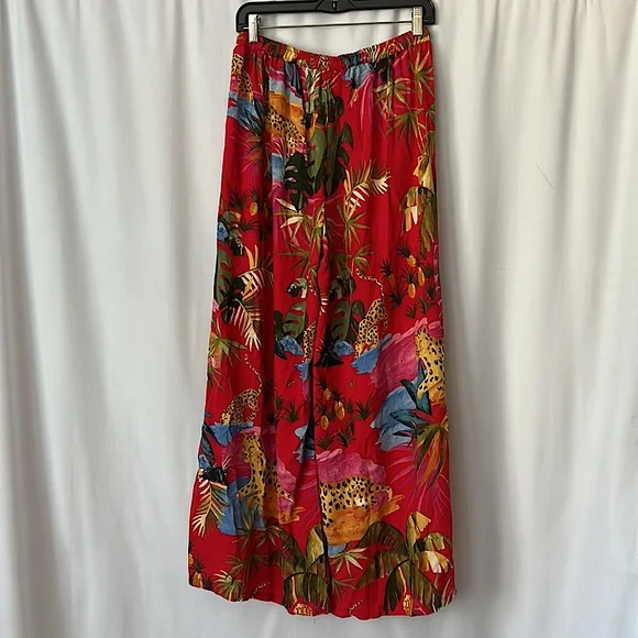 Cynthia Rowley Beautiful Colorful Wide Leg Tropical Pants **Size M** 🌴🌺🌴 - Picture 2 of 5
